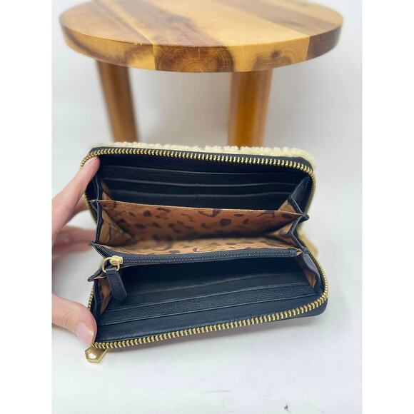 Aimee Kestenberg Jesse Natural Shearling RFID Large Zip Around Wallet - Picture 3 of 4